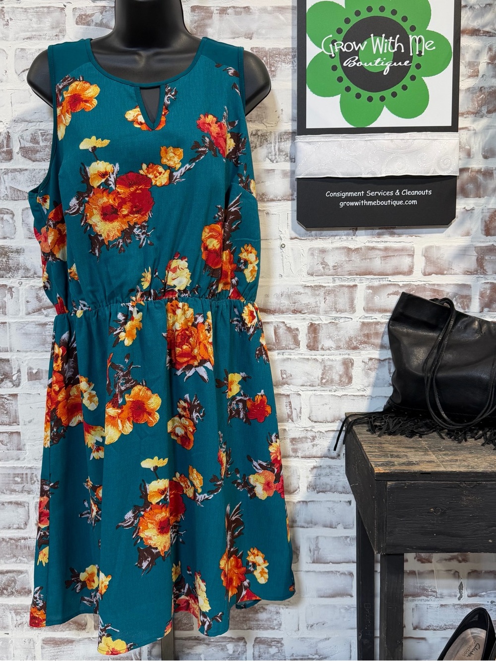 Market & Spruce Teal Floral Sleeveless Mini Dress